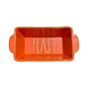Rae Dunn Holiday FEAST Ceramic Matte Finish Loaf Pan Dish NWT